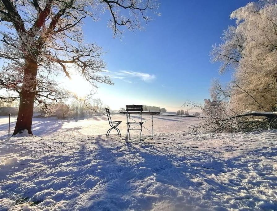 5Sterne Ferienwohnung Im Fachwerk Mit Bergblick In Alleinlage Und Grossem Garten, Infrarotkabine Humberg Extérieur photo
